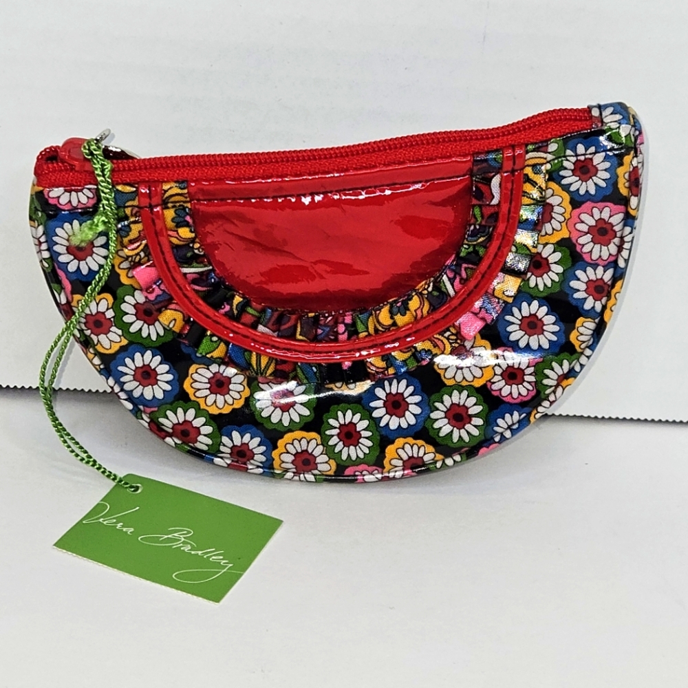NEW Vera Bradley Frill Symphony In Hue Coin Cosmetic Pouch Vinyl Coated Fabric
